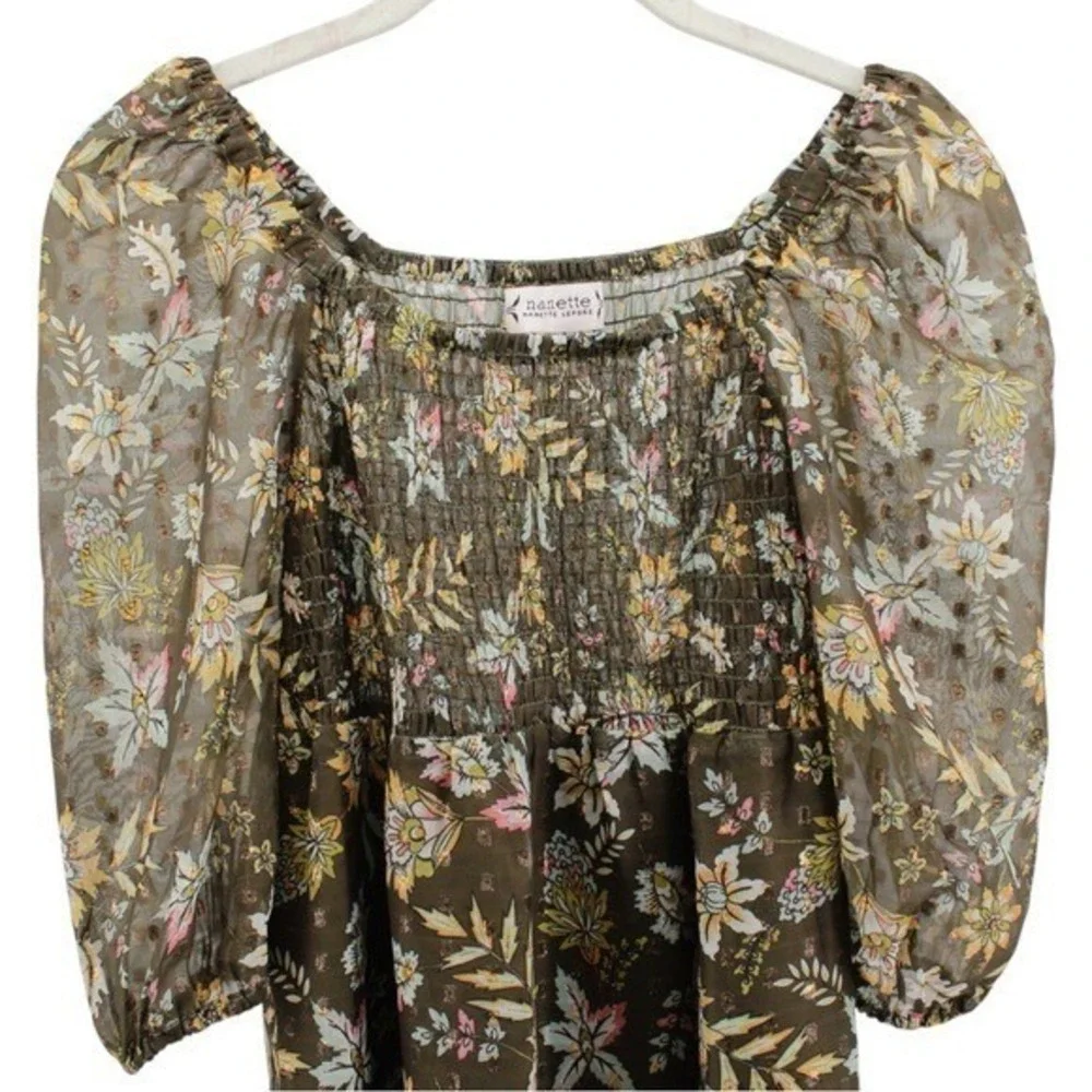 Nanette Lepore Tinsel Floral Milk Maid‎ Fairycore Whimsical Summer Dress Size S